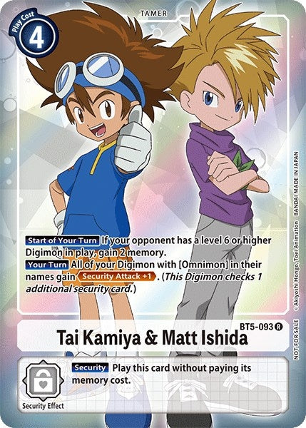 Image for Tai Kamiya & Matt Ishida (Box Topper) [BT5-093 R] - Digimon Card Game