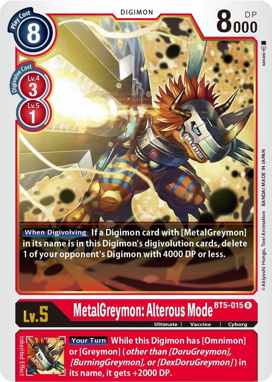 Image for MetalGreymon: Alterous Mode [BT5-015 R] - Digimon Card Game