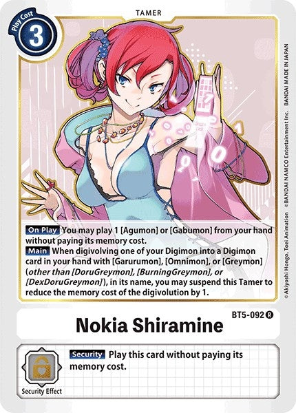 Image for Nokia Shiramine [BT5-092 R] - Digimon Card Game