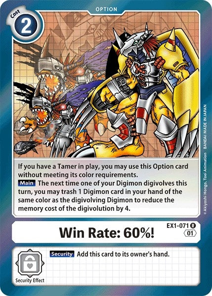 Image for Win Rate: 60%! [EX1-071 R] - Digimon Card Game
