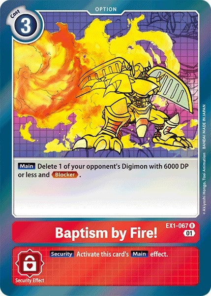 Image for Baptism by Fire! [EX1-067 R] - Digimon Card Game