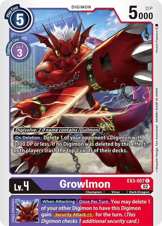 Image for Growlmon [EX3-057 C] - Digimon Card Game