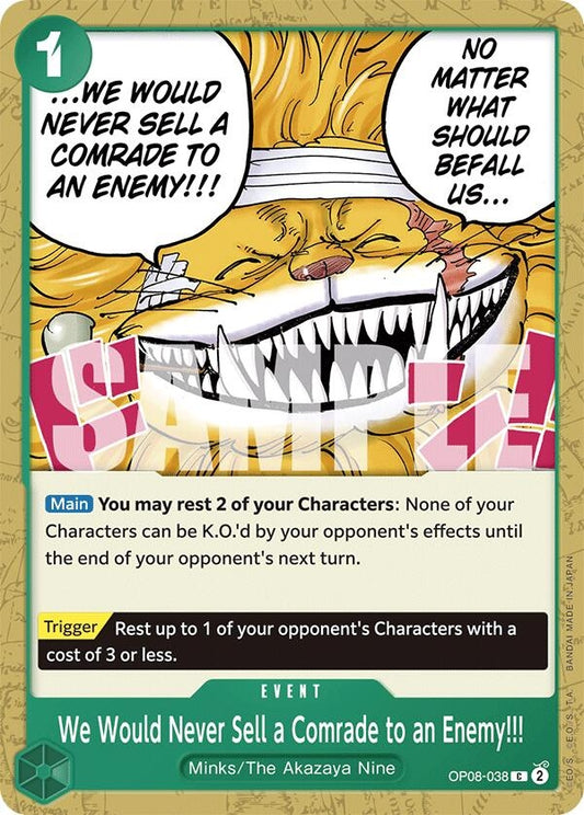 Image for We Would Never Sell a Comrade to an Enemy!!! [OP08-038] - One Piece Card Game