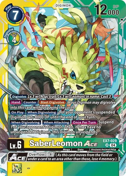 Image for SaberLeomon ACE [EX7-029 SR] - Digimon Card Game