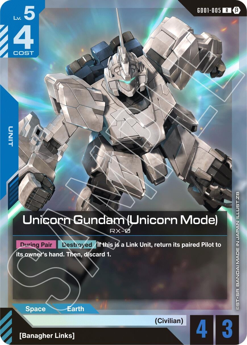 Image for Unicorn Gundam (Unicorn Mode) [GD01-005] - Gundam Card Game