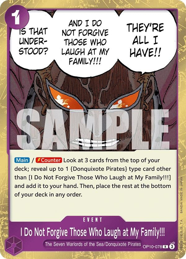 Image for I Do Not Forgive Those Who Laugh at My Family!!! [OP10-078] - One Piece Card Game