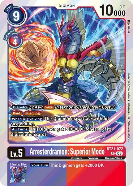 Image for Arresterdramon: Superior Mode [BT21-072 R] - Digimon Card Game