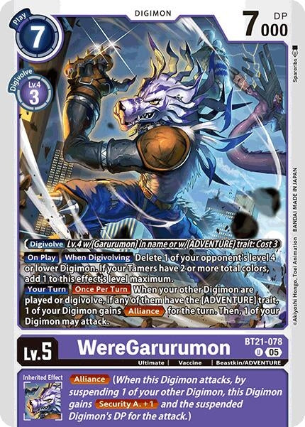 Image for WereGarurumon [BT21-078 U] - Digimon Card Game