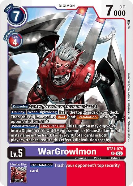 Image for WarGrowlmon [BT21-076 U] - Digimon Card Game