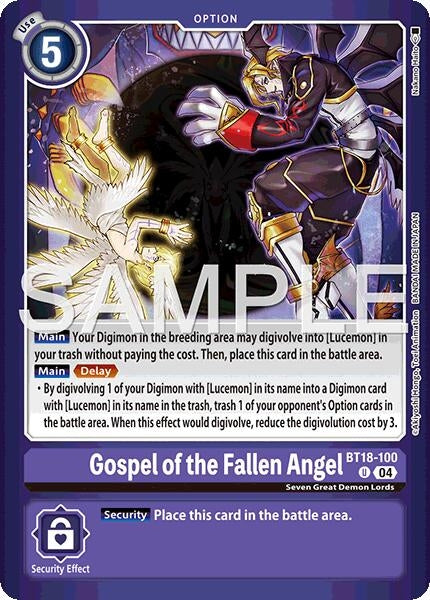 Image for Gospel of the Fallen Angel [BT18-100 U] - Digimon Card Game