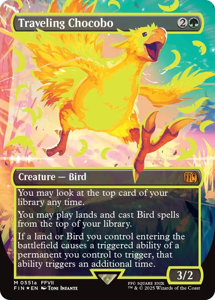 Image for Traveling Chocobo (Borderless) (Neon Ink Yellow) [551a] - Magic: The Gathering