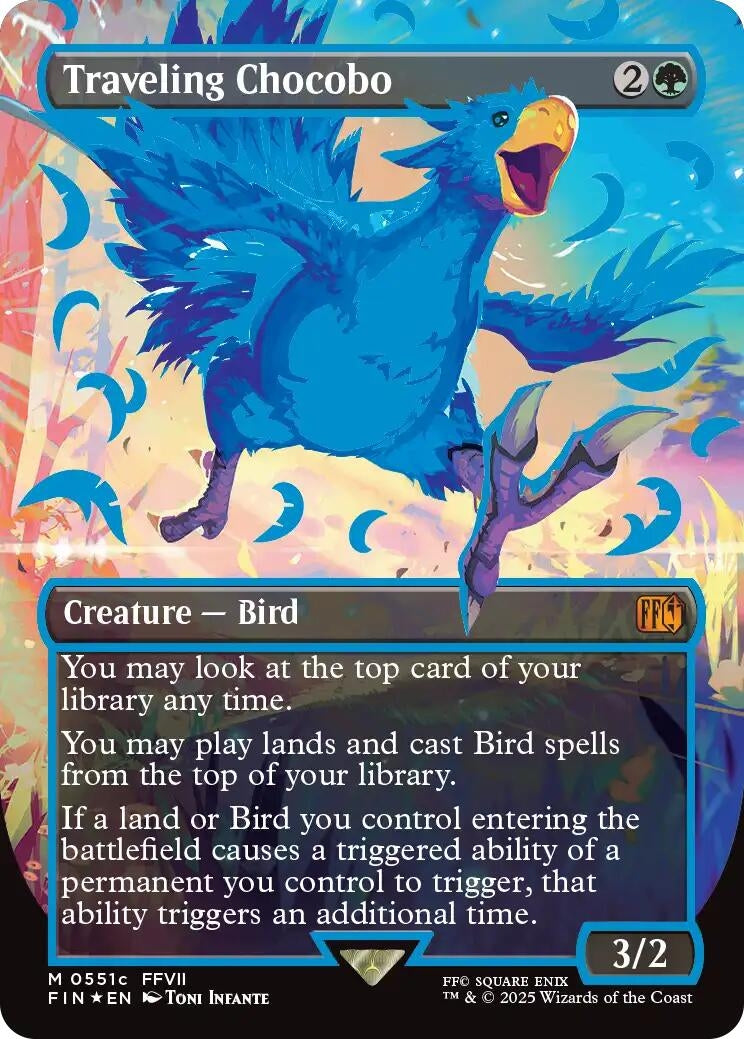 Image for Traveling Chocobo (Borderless) (Neon Ink Blue) [551c] - Magic: The Gathering