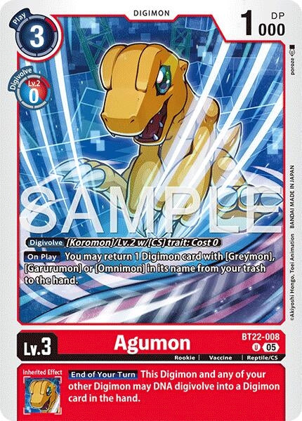 Image for Agumon [BT22-008 U] - Digimon Card Game