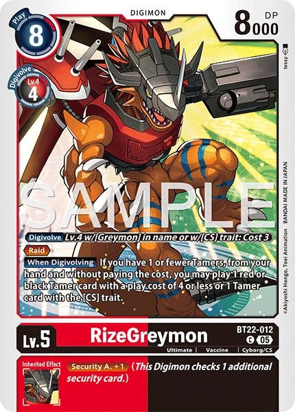 Image for RizeGreymon [BT22-012 C] - Digimon Card Game