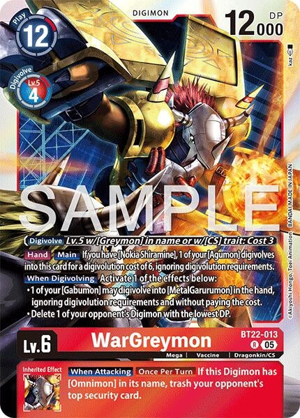 Image for WarGreymon [BT22-013 R] - Digimon Card Game