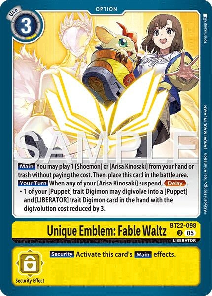 Image for Unique Emblem: Fable Waltz [BT22-098 U] - Digimon Card Game