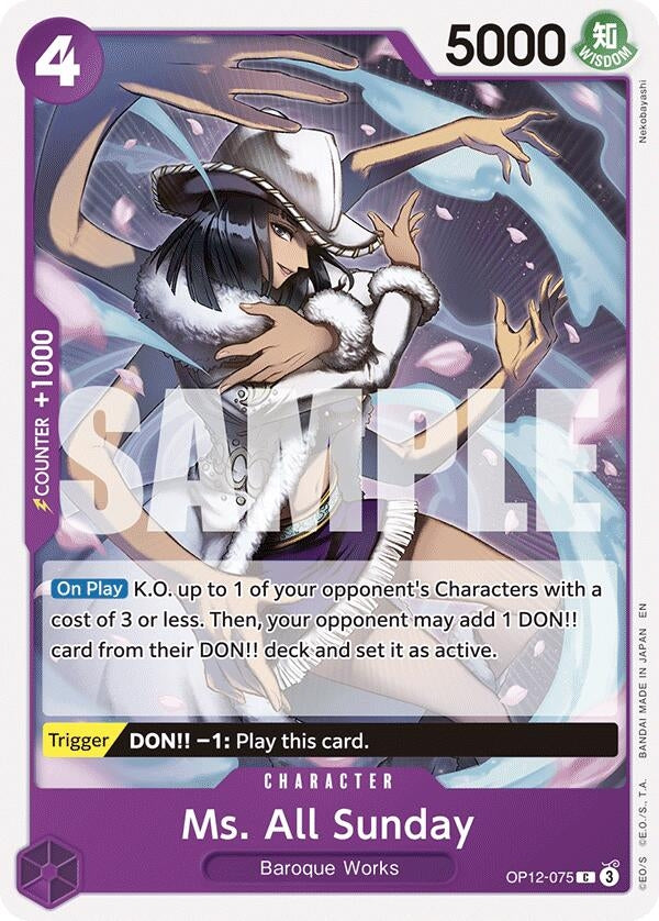 Image for Ms. All Sunday [OP12-075] - One Piece Card Game