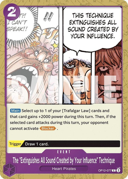 Image for The "Extinguishes All Sound Created by Your Influence" Technique [OP12-077] - One Piece Card Game