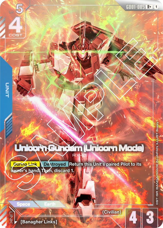 Image for Unicorn Gundam (Unicorn Mode) (R+) [GD01-005] - Gundam Card Game