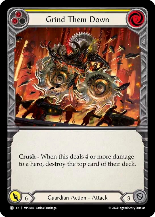 Image for Grind Them Down (Yellow) [MPG080] - Flesh and Blood TCG