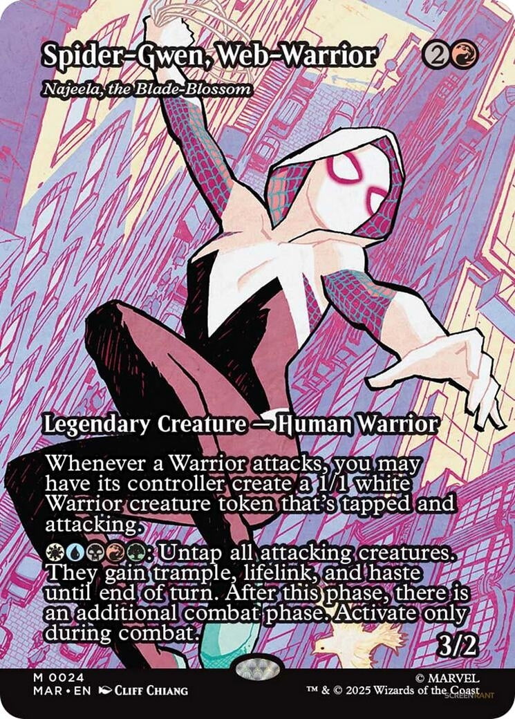 Image for Spider-Gwen, Web-Warrior - Najeela, the Blade-Blossom (Borderless) [24] - Magic: The Gathering