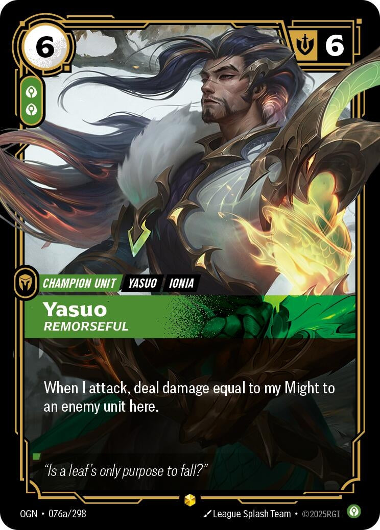 Image for Yasuo - Remorseful (Alternate Art) [076a/298] - Riftbound: League of Legends Trading Card Game