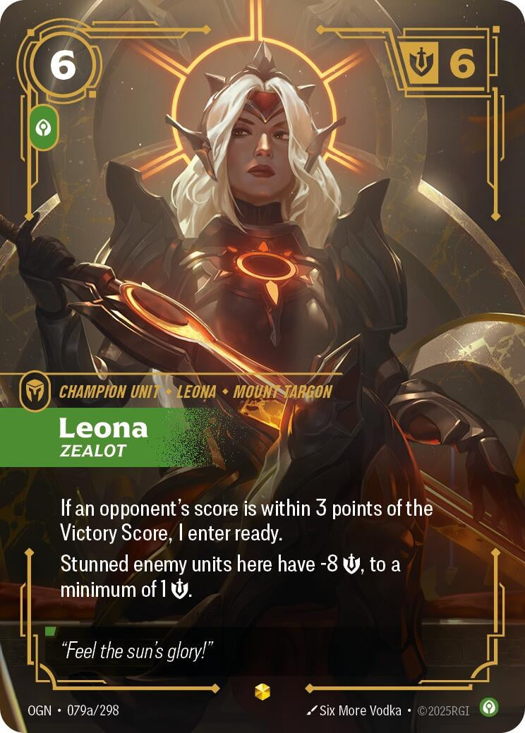 Image for Leona - Zealot (Alternate Art) [079a/298] - Riftbound: League of Legends Trading Card Game