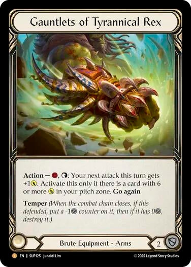 Image for Gauntlets of Tyrannical Rex [SUP125] - Flesh and Blood TCG