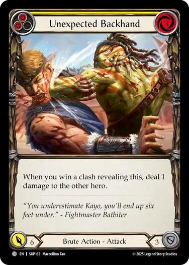 Image for Unexpected Backhand (Yellow) [SUP162] - Flesh and Blood TCG
