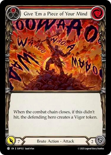 Image for Give 'Em a Piece of Your Mind (Red) [SUP152] - Flesh and Blood TCG