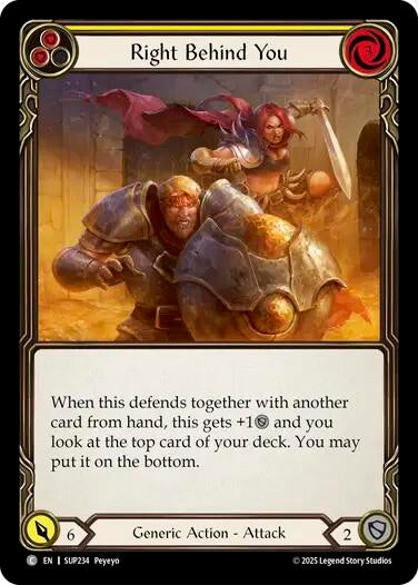 Image for Right Behind You (Yellow) [SUP234] - Flesh and Blood TCG