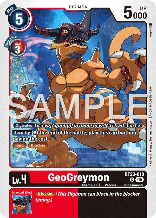 Image for GeoGreymon [BT23-010 C] - Digimon Card Game
