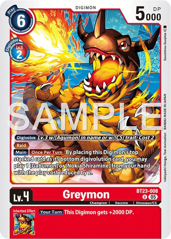 Image for Greymon [BT23-008 U] - Digimon Card Game