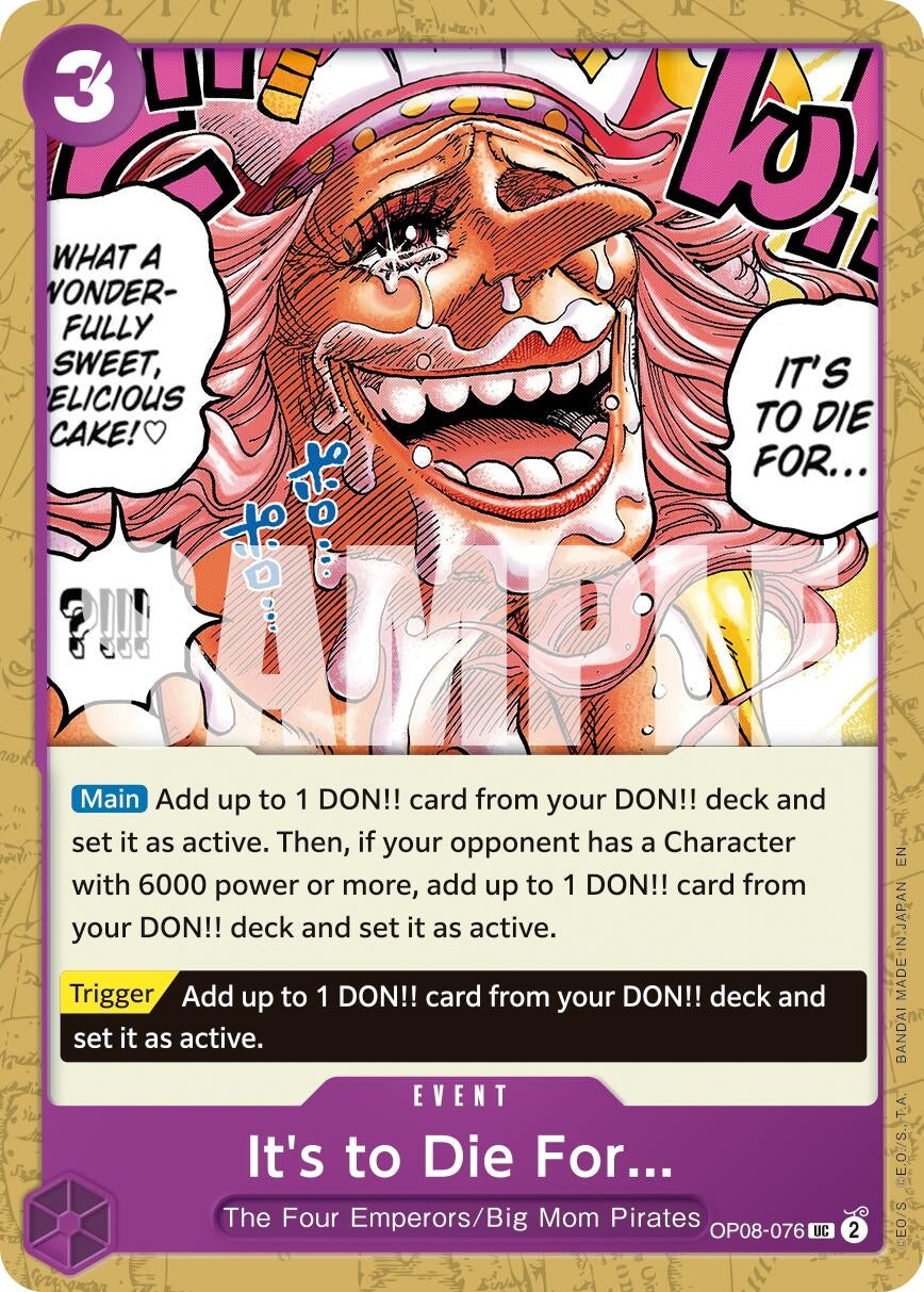 Image for It's to Die For (Reprint) [OP08-076] - One Piece Card Game
