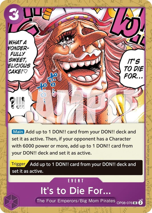 Image for It's to Die For (Reprint) [OP08-076] - One Piece Card Game
