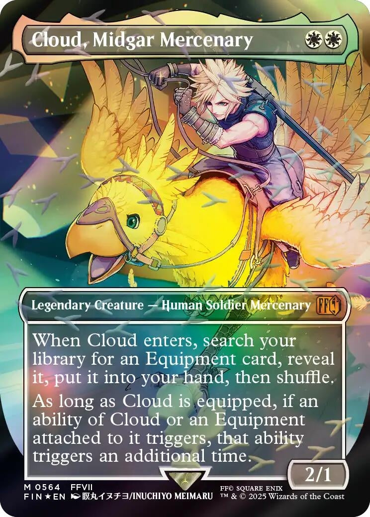 Image for Cloud, Midgar Mercenary (Borderless) (Chocobo Track Foil) [564] - Magic: The Gathering