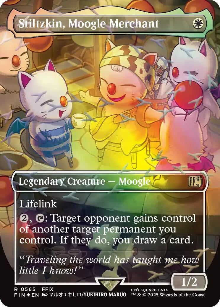 Image for Stiltzkin, Moogle Merchant (Borderless) (Chocobo Track Foil) [565] - Magic: The Gathering