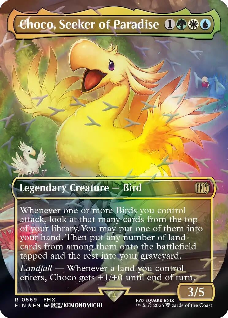 Image for Choco, Seeker of Paradise (Borderless) (Chocobo Track Foil) [569] - Magic: The Gathering