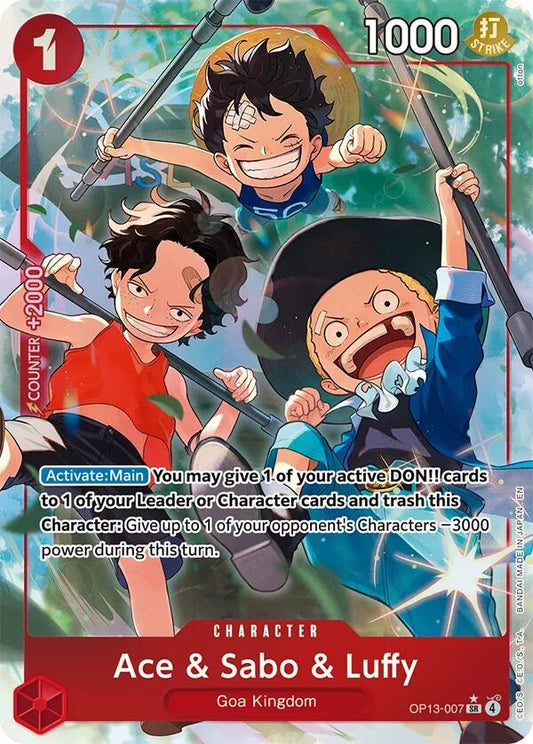 Image for Ace & Sabo & Luffy (Alternate Art) [OP13-007] - One Piece Card Game