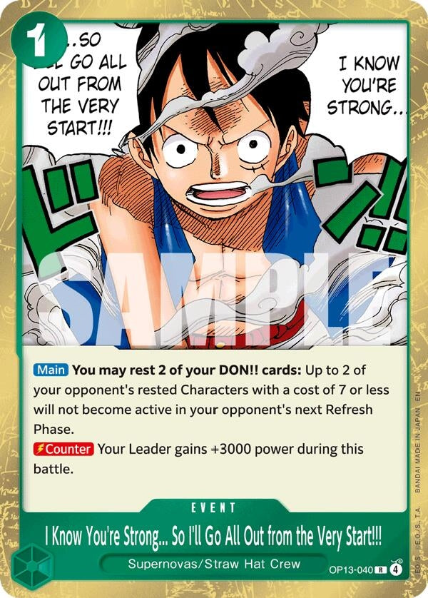 Image for I Know You're Strong... So I'll Go All Out from the Very Start!!! [OP13-040] - One Piece Card Game