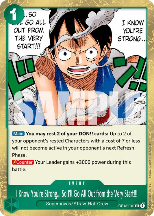 Image for I Know You're Strong... So I'll Go All Out from the Very Start!!! [OP13-040] - One Piece Card Game