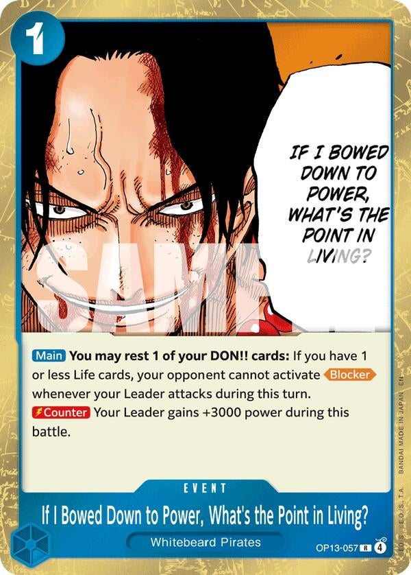 Image for If I Bowed Down to Power, What's the Point in Living? [OP13-057] - One Piece Card Game