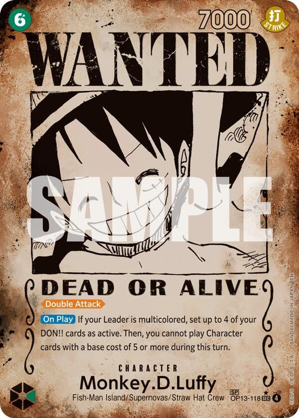 Image for Monkey.D.Luffy (118) (Wanted Poster) [OP13-118] - One Piece Card Game