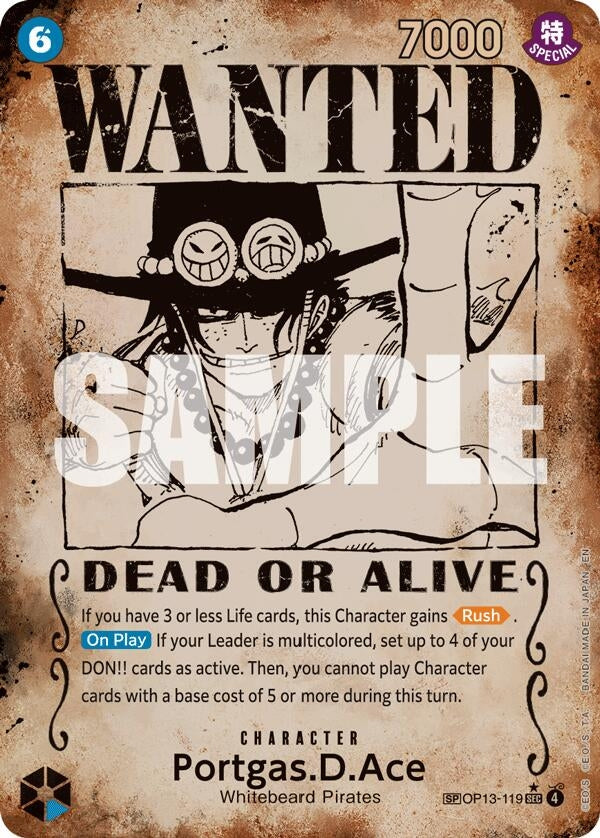 Image for Portgas.D.Ace (119) (Wanted Poster) [OP13-119] - One Piece Card Game
