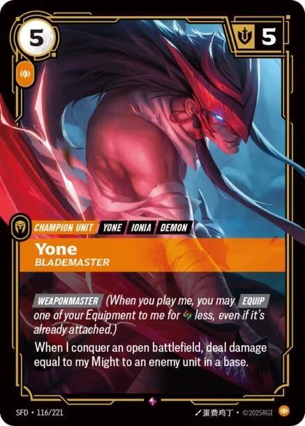 Image for Yone - Blademaster [116/221] - Riftbound: League of Legends Trading Card Game
