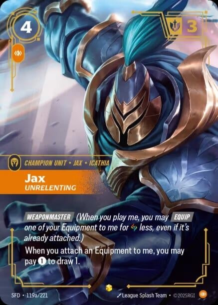 Image for Jax - Unrelenting (Alternate Art) [119a/221] - Riftbound: League of Legends Trading Card Game