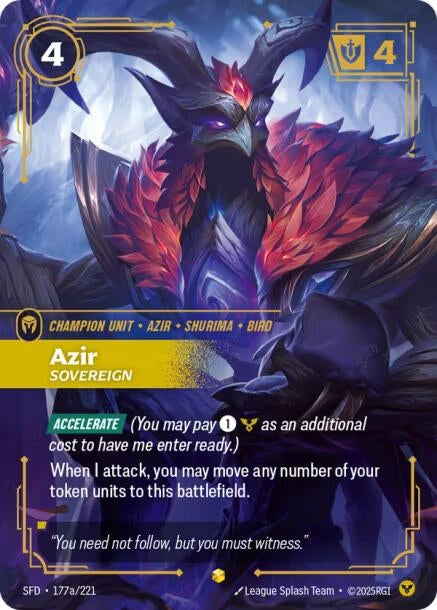 Image for Azir - Sovereign (Alternate Art) [177a/221] - Riftbound: League of Legends Trading Card Game