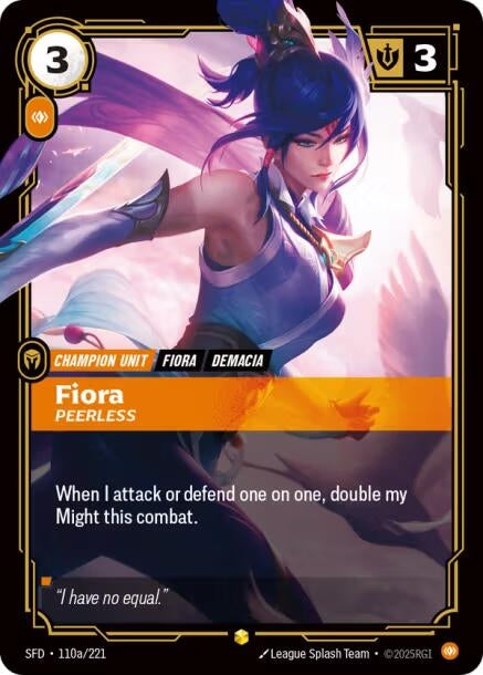 Image for Fiora - Peerless (Alternate Art) [110a/221] - Riftbound: League of Legends Trading Card Game