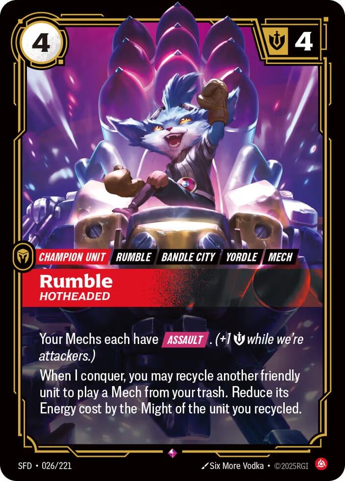 Image for Rumble - Hotheaded [026/221] - Riftbound: League of Legends Trading Card Game