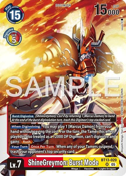 Image for ShineGreymon: Burst Mode (Reprint) [BT13-020 SR] - Digimon Card Game